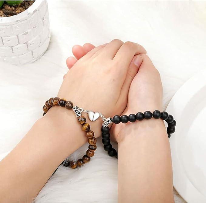 Pulseira Olho de Tigre, Pulseiras Magnéticas Casal, Pulseira de Pedras Naturais, símbolo de união e proteção para casais.