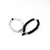 Pulseira Pedras Naturais Magnéticas Casal, Yin Yang e Pedra Vulcânica, símbolo de equilíbrio e união para casais.