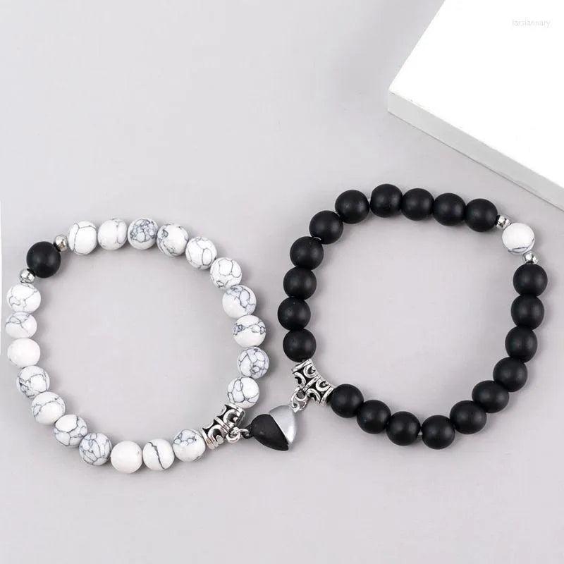 Pulseira Pedras Naturais Magnéticas Casal, Yin Yang e Pedra Vulcânica, símbolo de equilíbrio e união para casais.