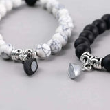 Pulseira Pedras Naturais Magnéticas Casal, Yin Yang e Pedra Vulcânica, símbolo de equilíbrio e união para casais.